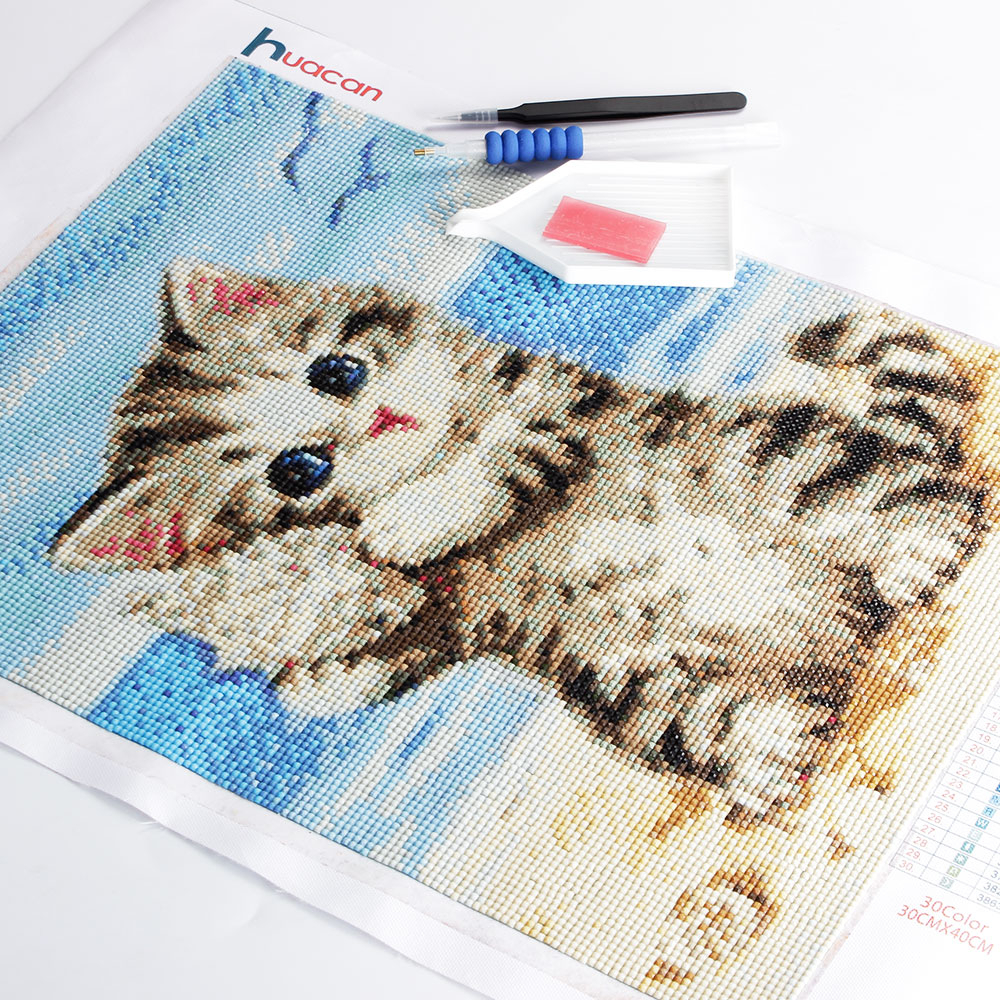 Point Drill Painting Animal Style Cat Bear Wolf Drill Stick Drill