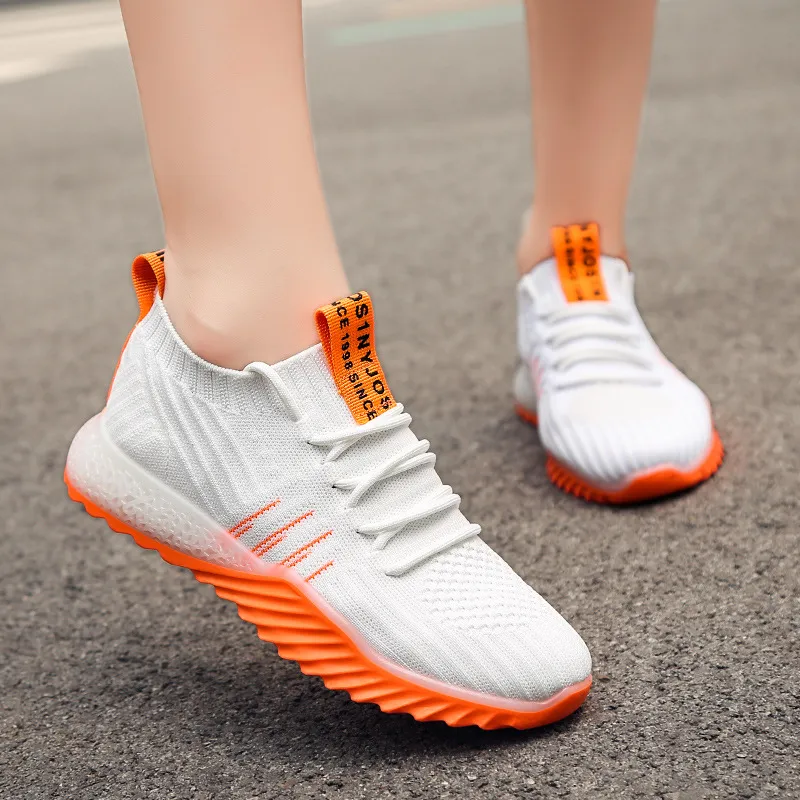 Net Surface Fly Weave Coconut Shoes Athletic Shoes Female - Orange