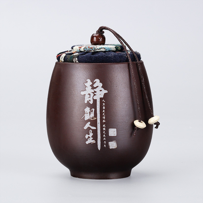 Ceramic Tea Caddy Gift Box Firewood Sealed Tin Small Tea