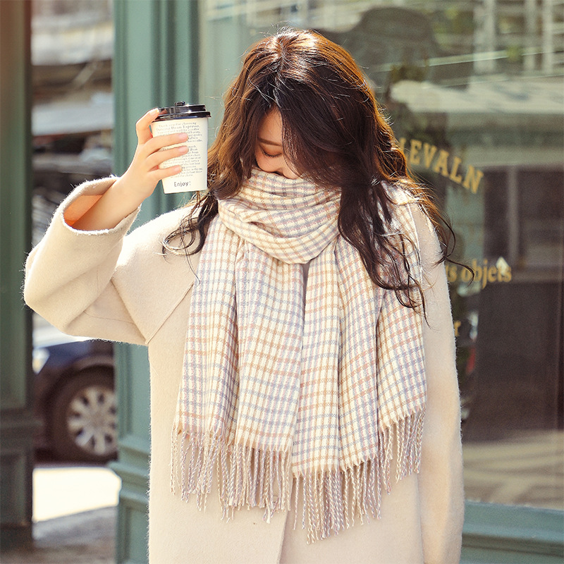 Herringbone Pattern Cashmere Thick Warmth Tassel Shawl 11Style - Shop at LoveMi
