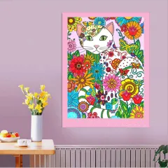 Cross Stitch Cartoon Cat Diamond Poster Diamond Painting - Cat - View 1