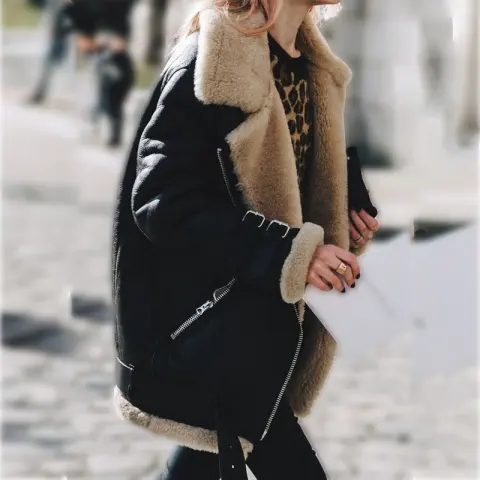 Suede Leather Jacket and Lamb Wool Warm Coat