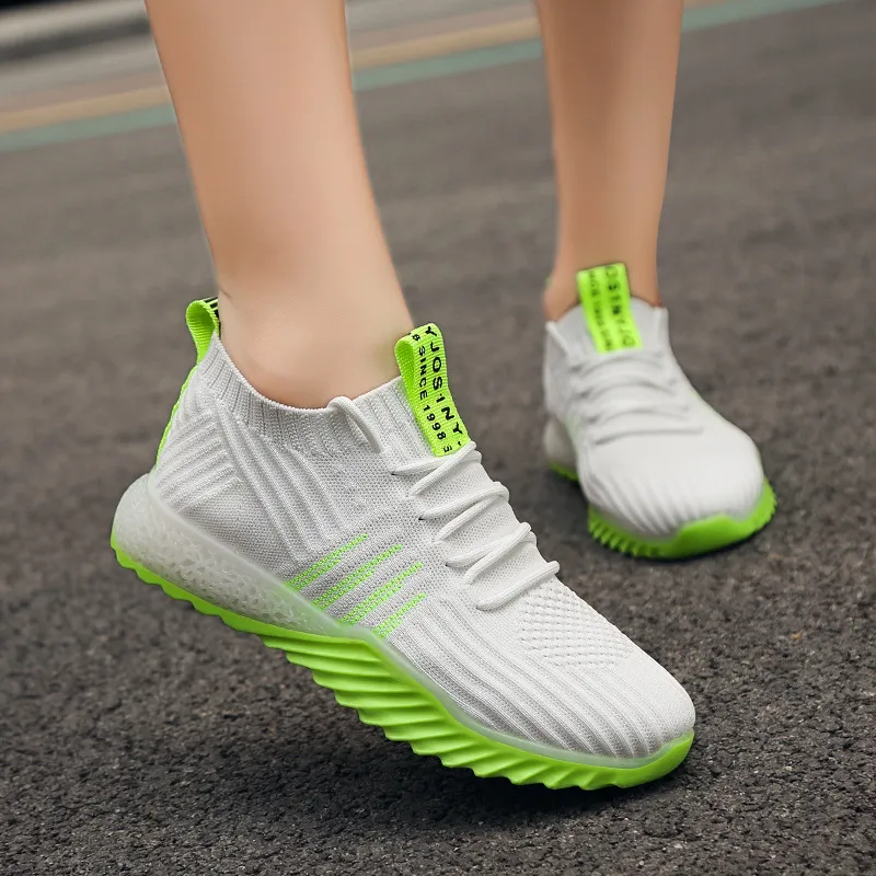 Net Surface Fly Weave Coconut Shoes Athletic Shoes Female - Green