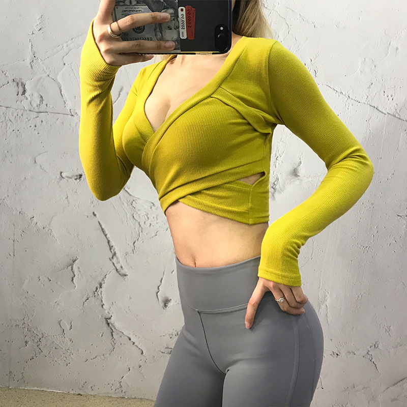 Sexy Long-sleeved Slim Slimming Sports Top Women's