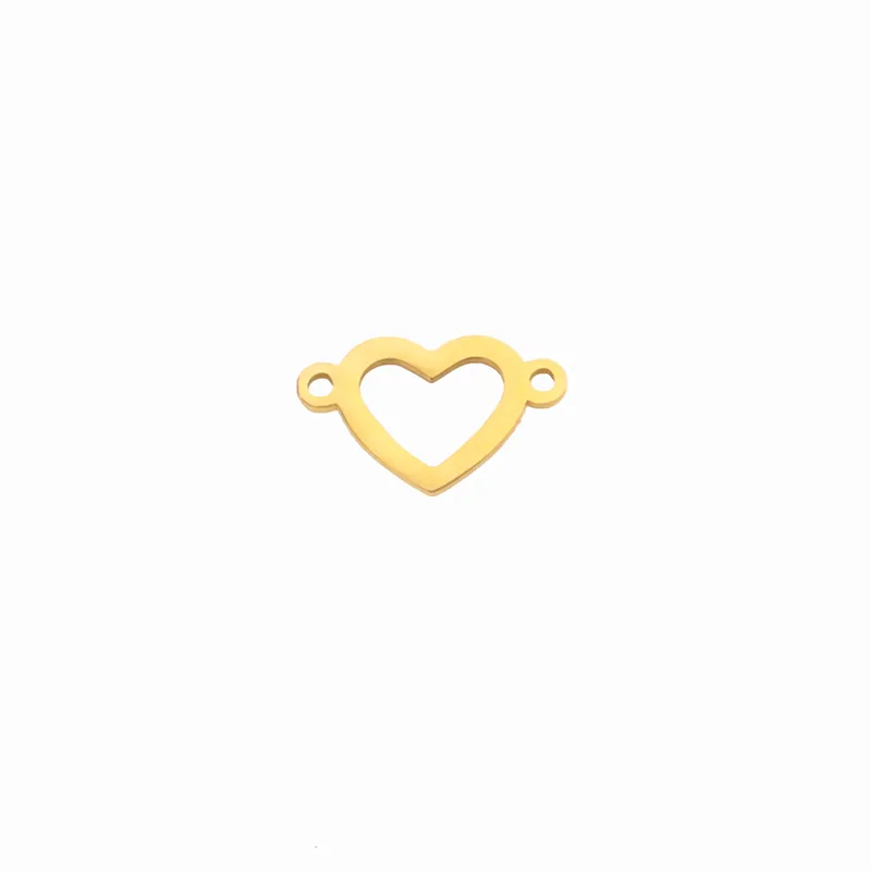 Double Hole Heart Shaped Stainless Steel Hollow Love Pendant - Aldy657 Golden