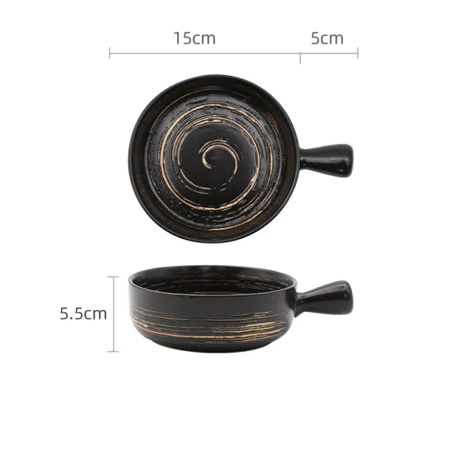 Hand Painted Bowl Japanese Ceramic Fruit Salad Bowl Black - Shop at LoveMi