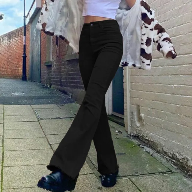 Brown High Waist Stretch Bootcut Jeans Women Casual Pants Black - Shop at LoveMi