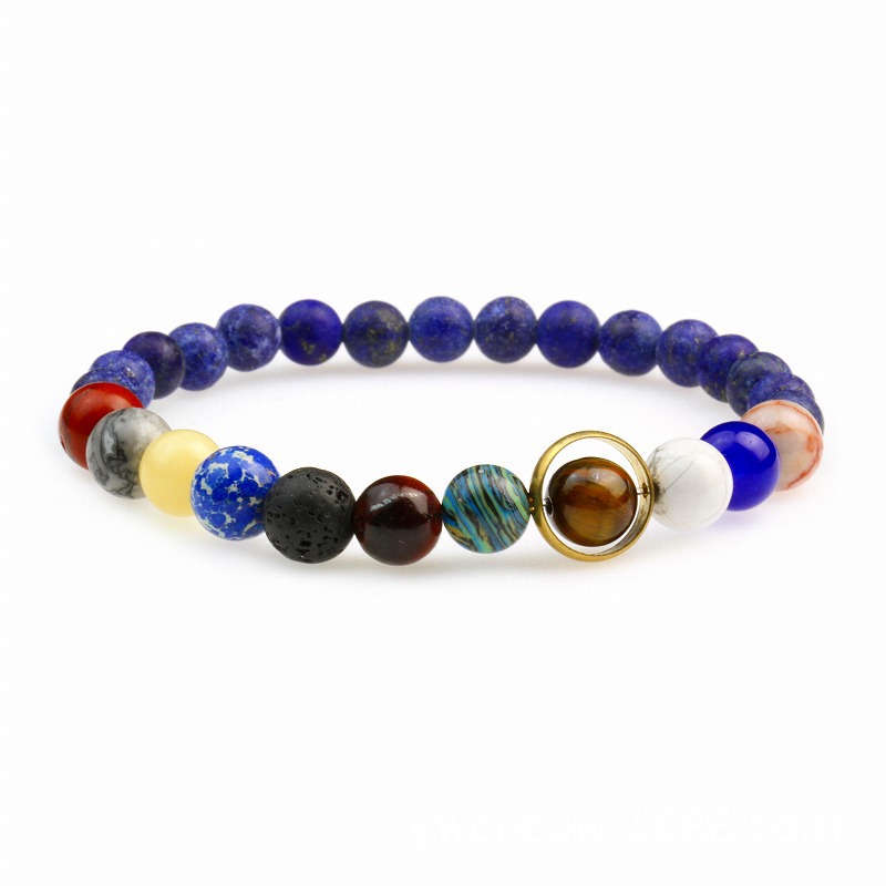 Cosmic Galaxy Eight Planets Natural Stone Bracelet