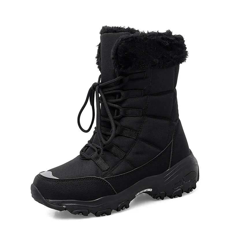 High-top Snow Boots Outdoor Leisure Women's Mid-Tube - Black