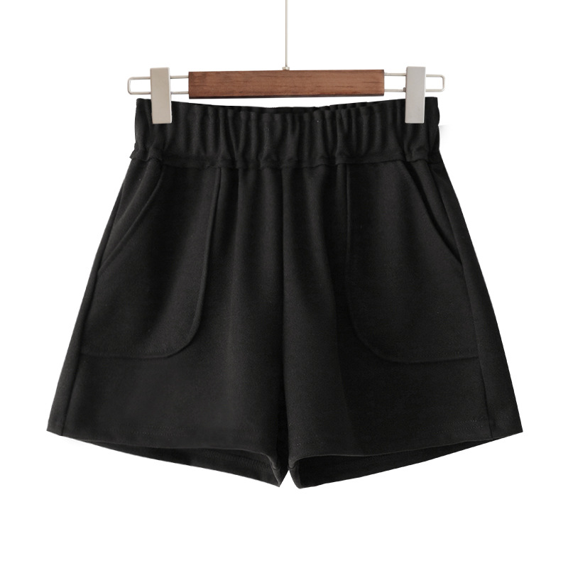Women's High Waist Wide Leg Woolen Shorts Black - Shop at LoveMi