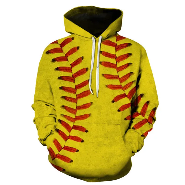 Printed Sports Casual Hooded Pullover Garment Yellow - Shop at LoveMi