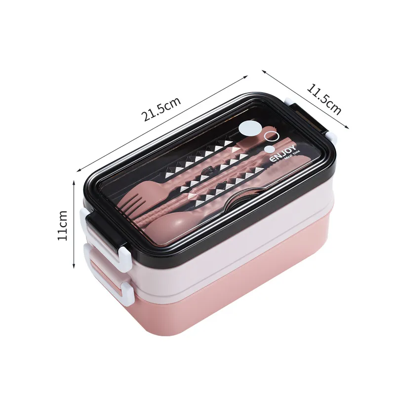 MultilayerLlunch Box Bento Box Plastic Office Car Available - Pink