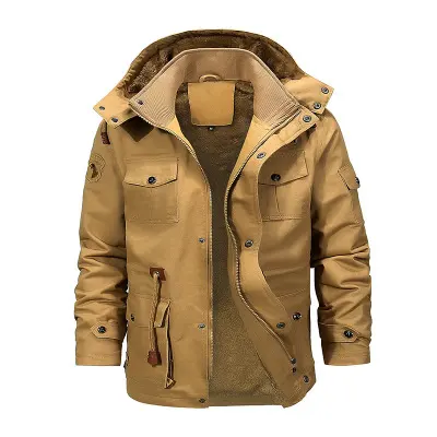 Pure Cotton Washed and Velvet Thickened Removable Jacket