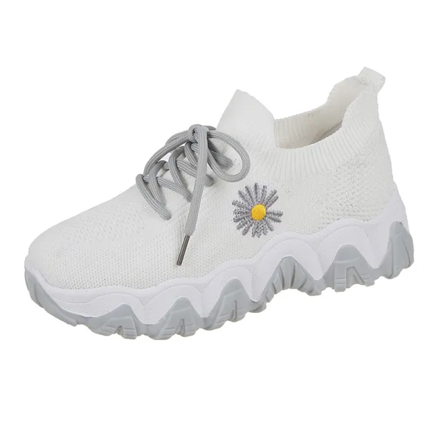 Flying Woven Mesh Small Daisy Sneakers Women Grey - Shop at LoveMi