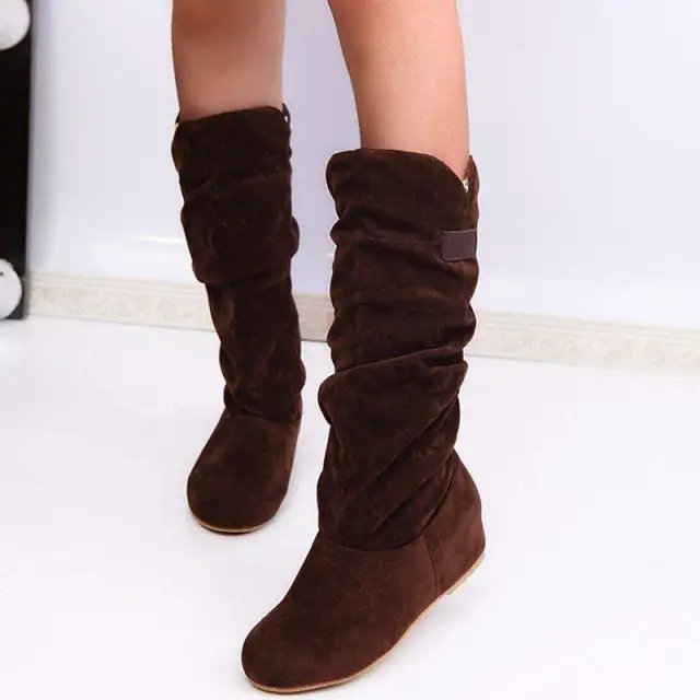 New Large Size Long Tube Plus Velvet Lace Trim Lining Knight Boots Brown - Shop at LoveMi