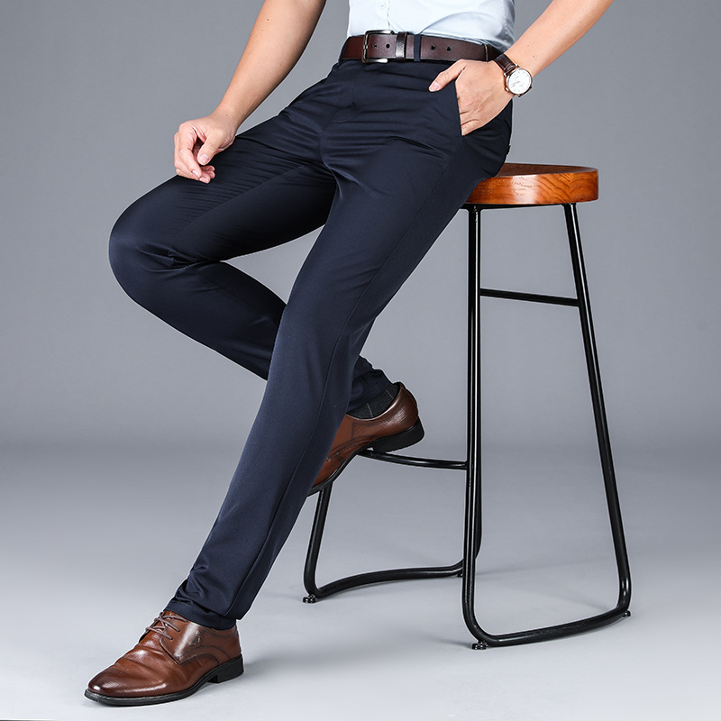 Middle-aged Men's Casual Loose Straight Black Trousers