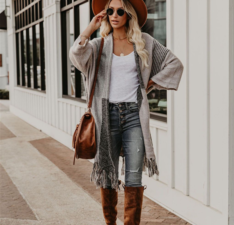 Women's Tassel Sweater Sweater Shoulder Coat