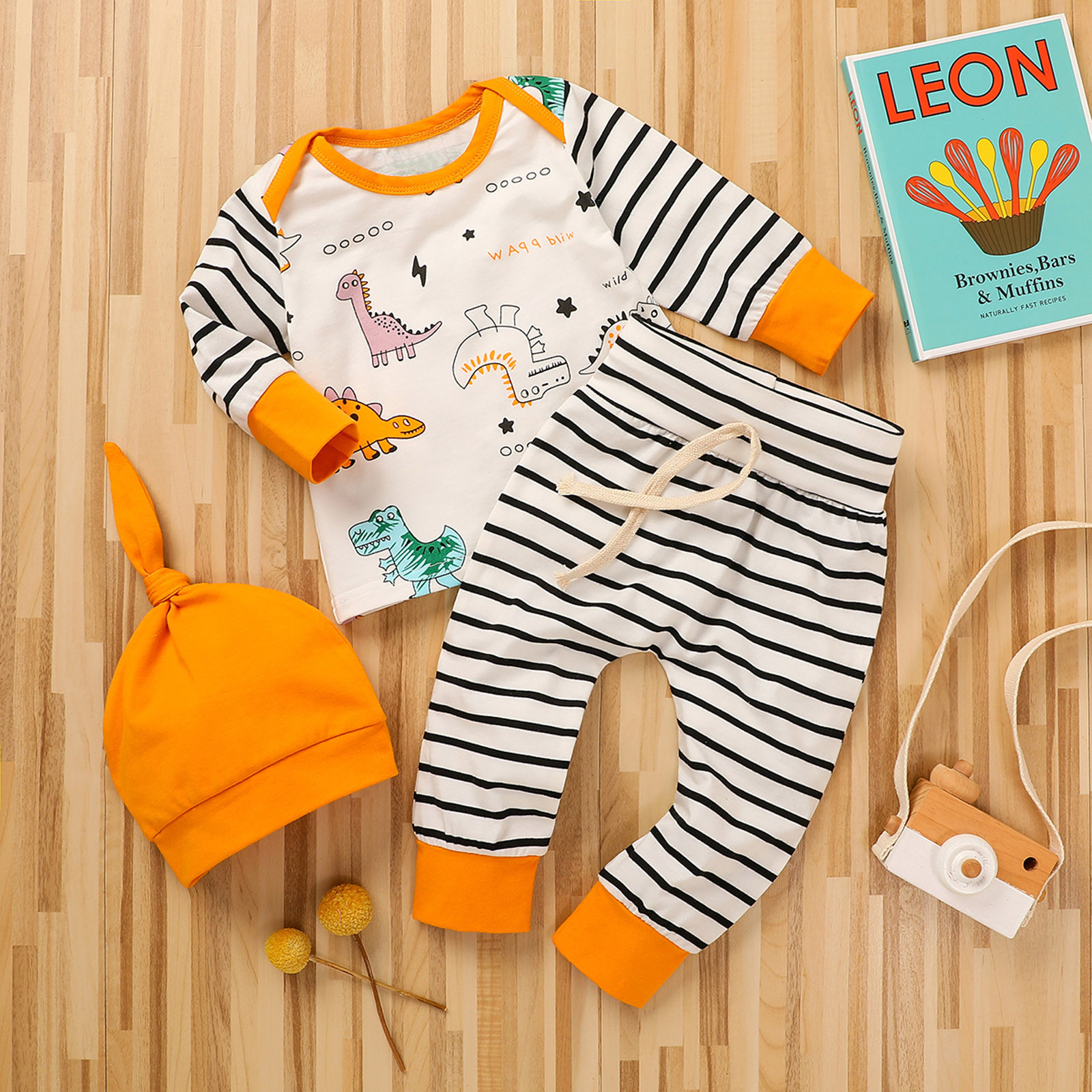 Autumn Pants Suit Yellow Pullover Thin Long-sleeved Three-piece Children's Wear