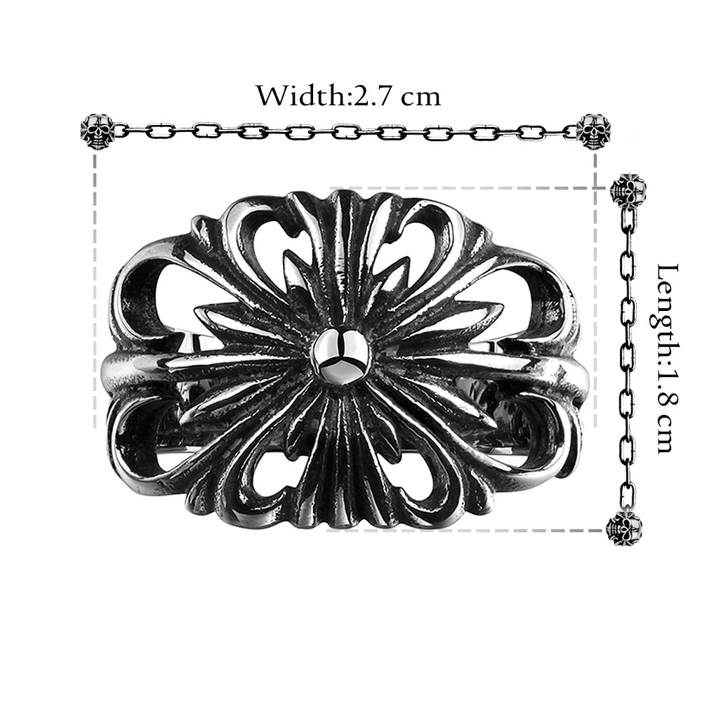 Carved Pattern Geometric Personality Men's Titanium Steel Ring