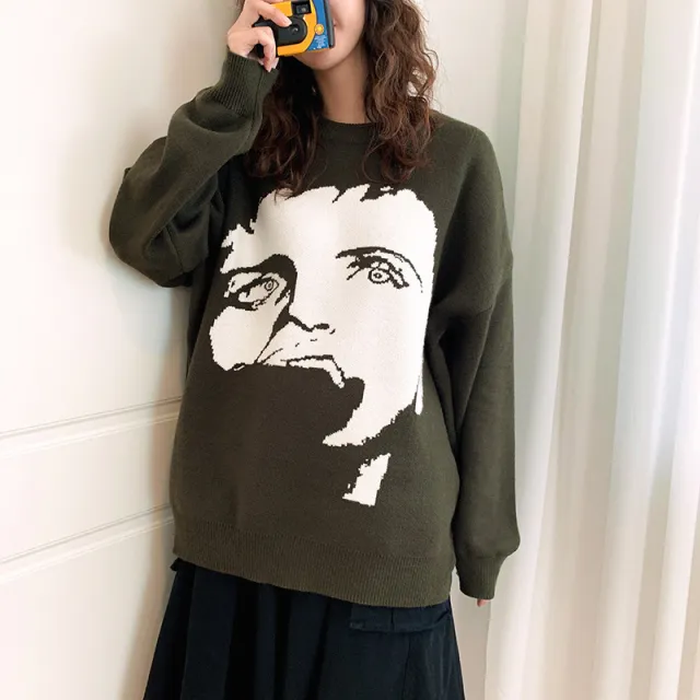 Small Design Sense Autumn Round Neck Sweater Sweater Green - Shop at LoveMi