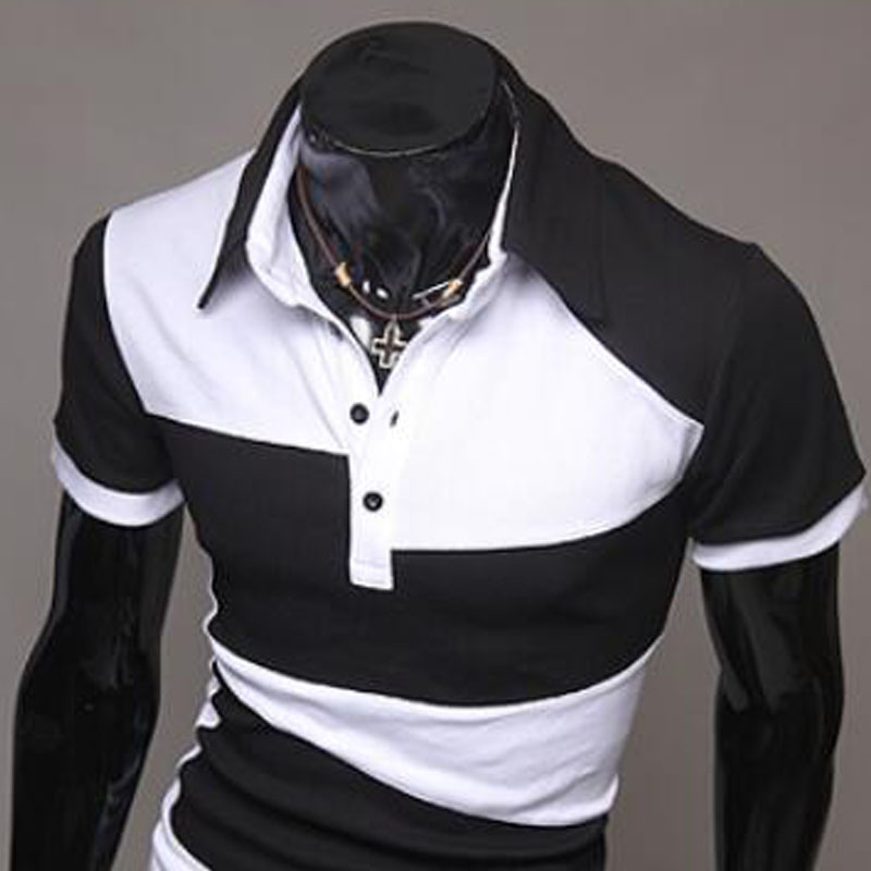 Casual Lapel Men's Plus Size Stitching Pullover Short Sleeves