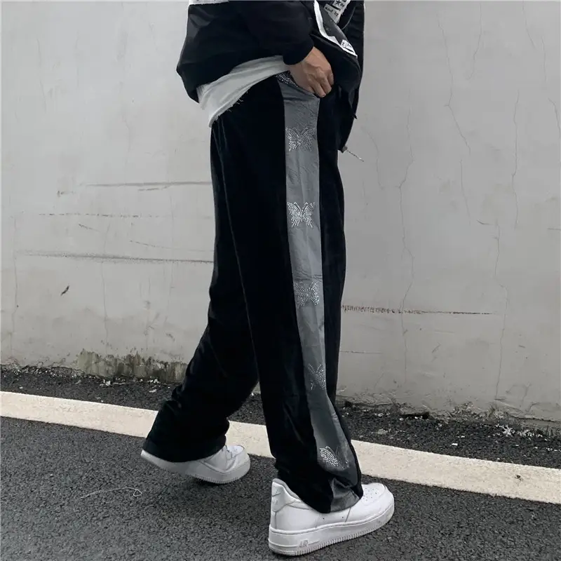 Butterfly Track Pants Velvet Casual Pants