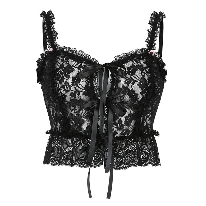 Lace Flower Perspective Band Edge Vest Sling