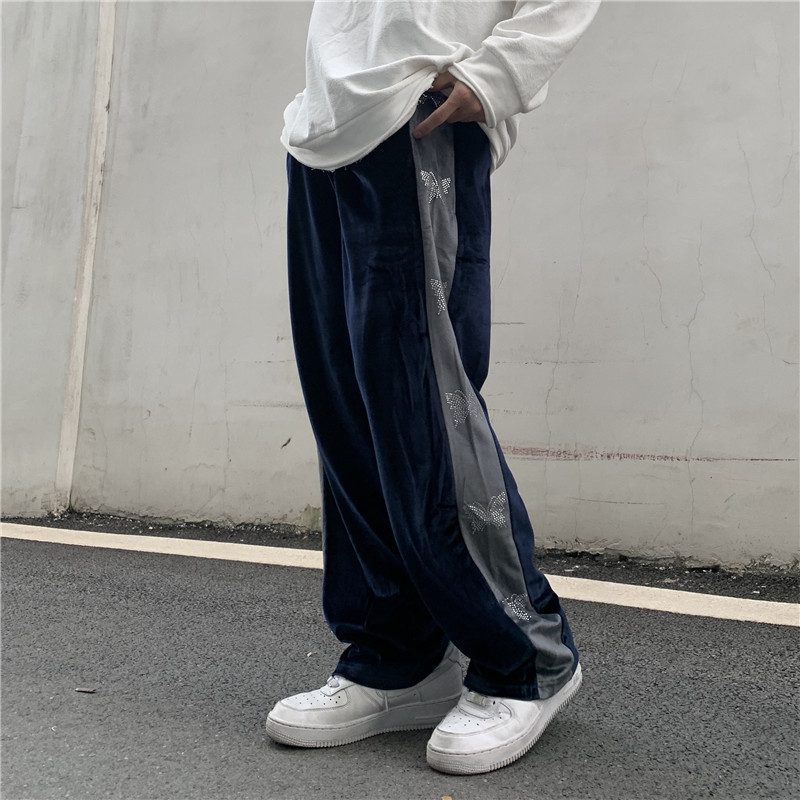 Butterfly Track Pants Velvet Casual Pants