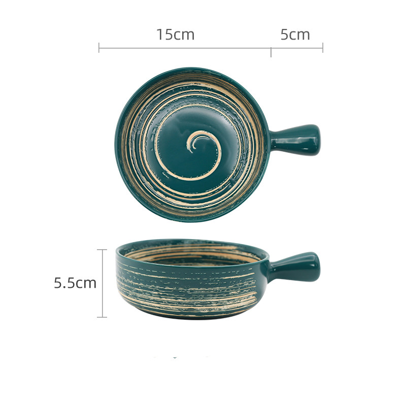 Hand Painted Bowl Japanese Ceramic Fruit Salad Bowl Green - Shop at LoveMi