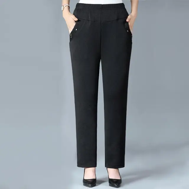High Waist Straight Trousers Spring And Autumn Mother's Pants Black - Shop at LoveMi