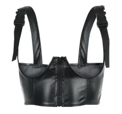 Women's Tops Women's Schoolbag Buckle Strap Waistcoat - Black - View 1