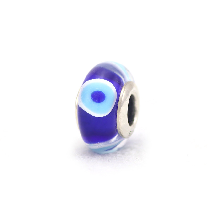 S925 Sterling Silver Devil's Eye Blue Glass Beads