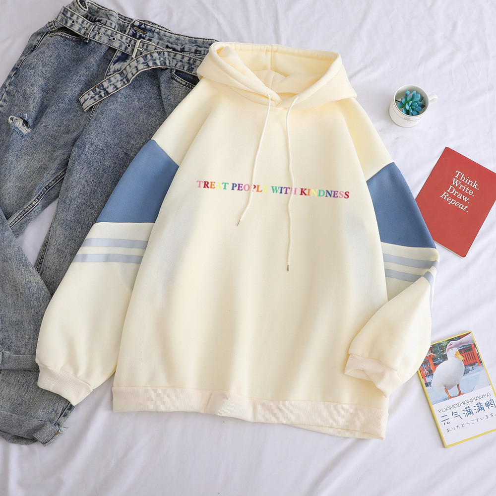 Fashion Loose Fall Winter Hooded Sweater Ladies Hoodie Apricot - Shop at LoveMi
