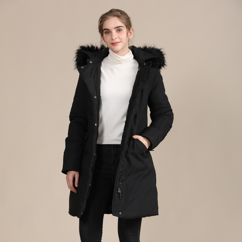 Slim-Fitting Mid-Length Down Cotton-Padded Jacket Ladies Warm Autumn And Winter Coat