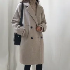 Temperament Slim Mid-length Winter New Product Woolen Coat - Beige - View 1