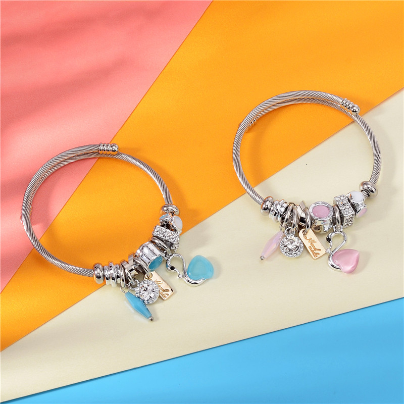 Metal Wild Simple Swan Pendant Bracelet Personality