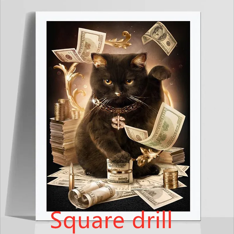 Lucky Cat Animal Explosion Point Diamond Cross Stitch - Square Drill