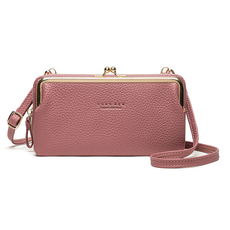 Korean Style Horizontal Lychee Pattern Diagonal Bag Purple - Shop at LoveMi
