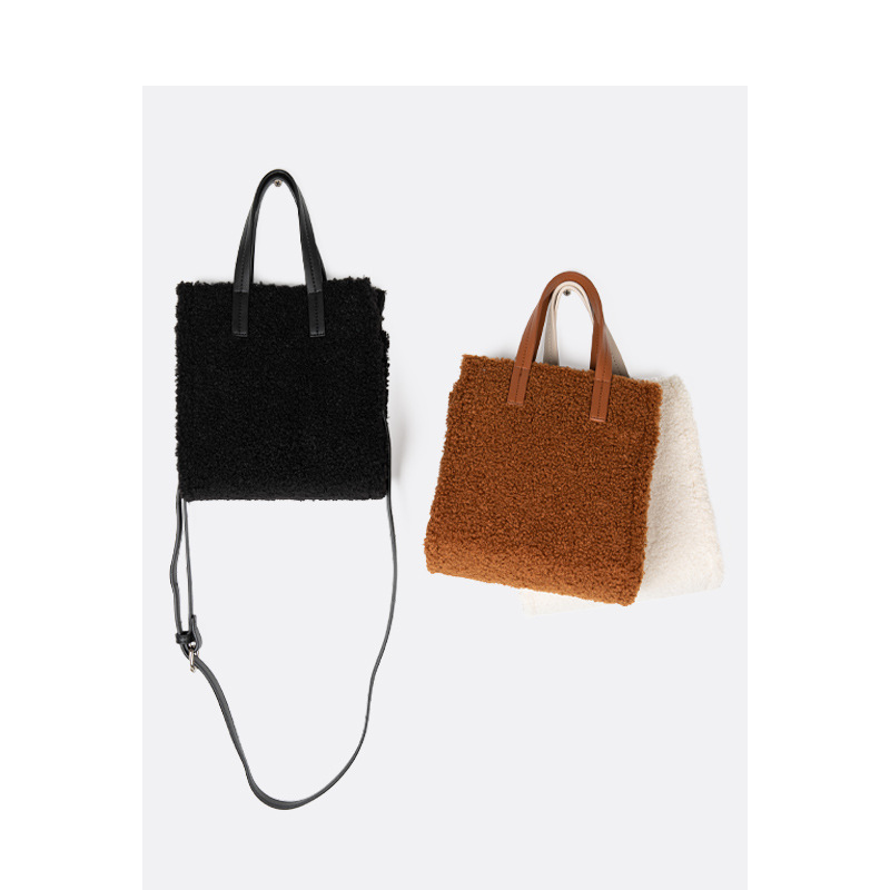 Ladies Shoulder Bag Portable Lamb Hair Bag Women
