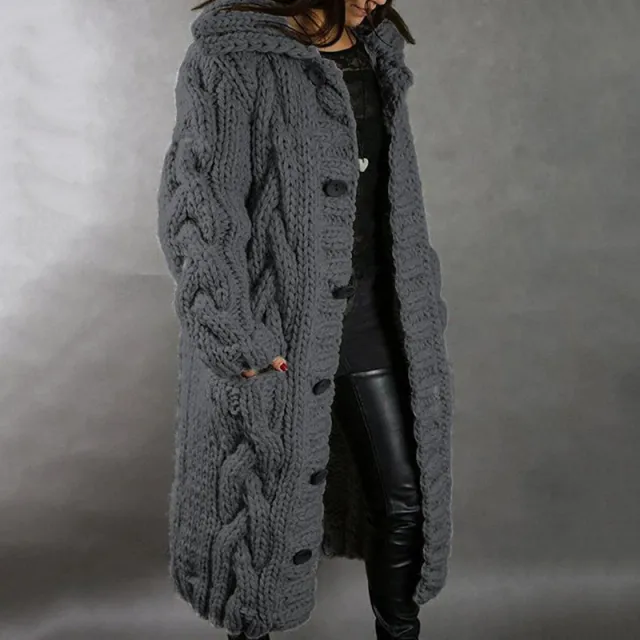 European and American Women's Cardigan Large Size Sweater Coat Dark Grey - Shop at LoveMi