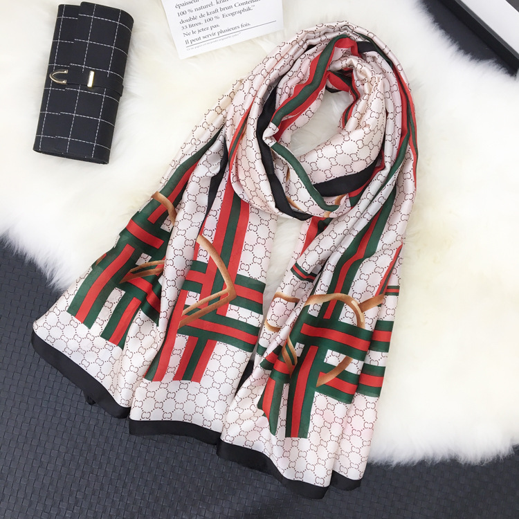 Silk Scarf Women's Spring and Autumn Long  Silk With Shawl