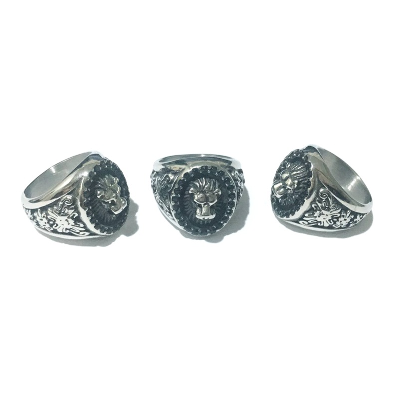 Exaggerated Domineering Black Diamond Lion Head Ring