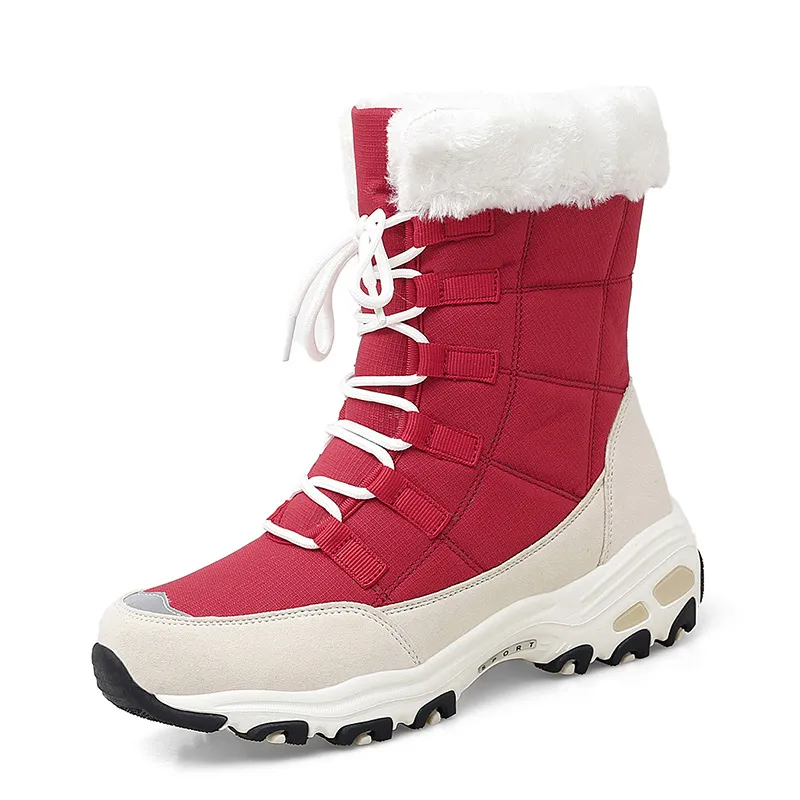 High-top Snow Boots Outdoor Leisure Women's Mid-Tube - Red