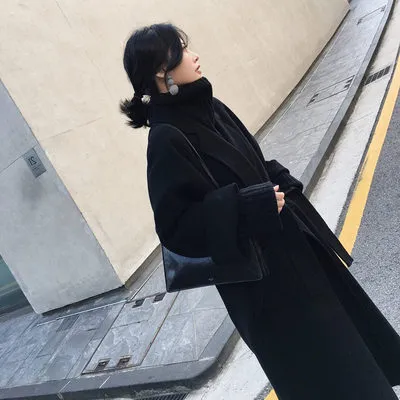 Korean Version Popular Double Sided Thickened Tweed Coat Black - Shop at LoveMi