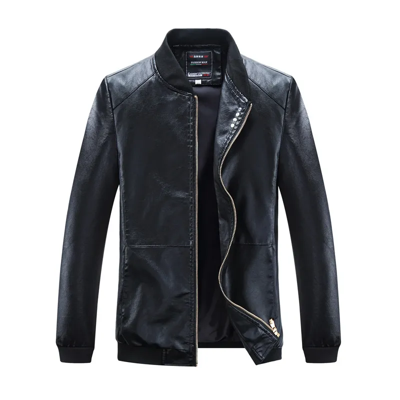 Men's Thin Baseball Collar PU Leather Jacket