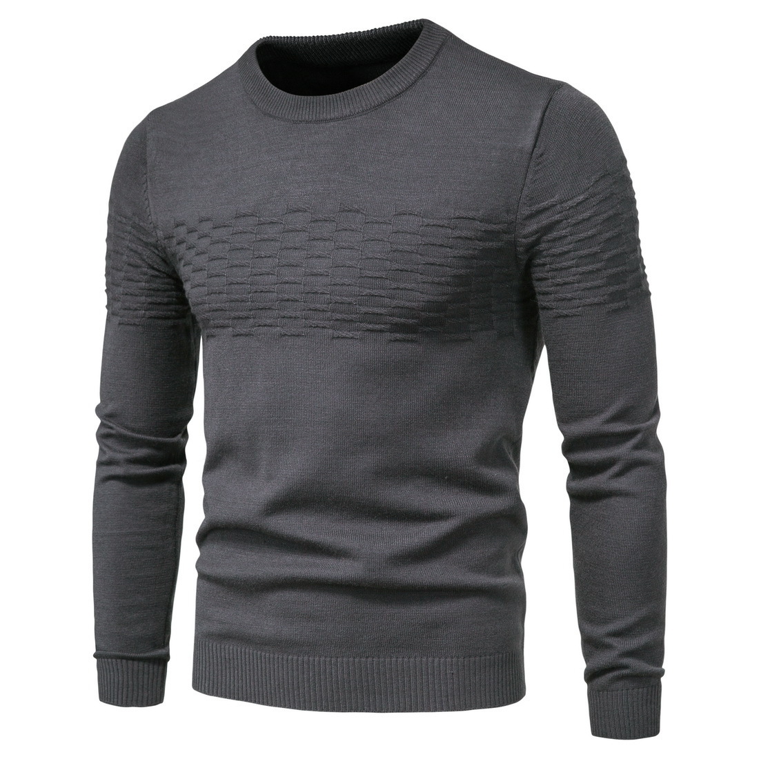Men's Casual Slim Knit Sweater Pullover Round Neck Bottoming Sweater