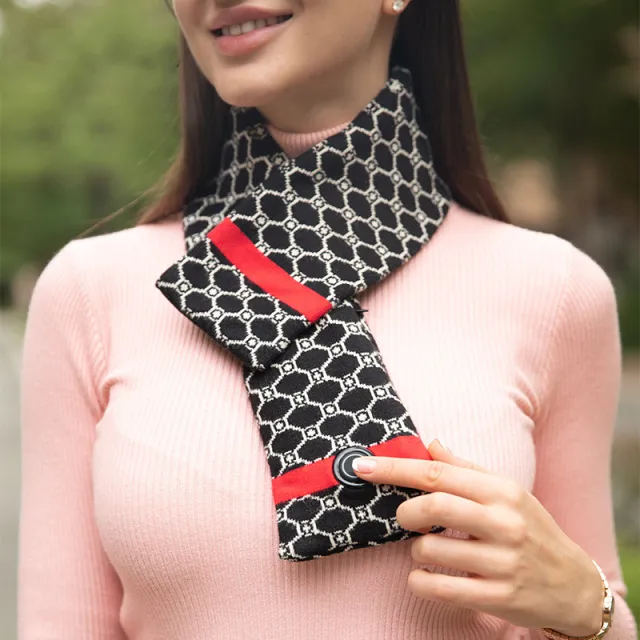 Thermal Neck Protection Electric Heating Scarf Black Red Net - Shop at LoveMi