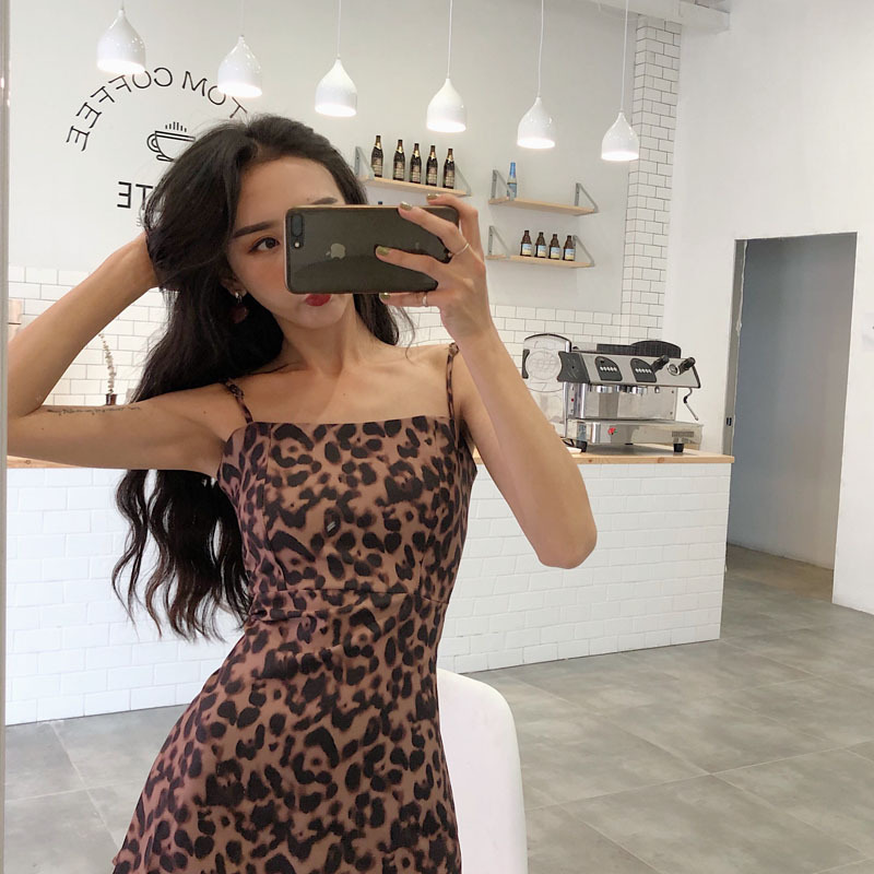 A-Line Skirt Temperament Leopard Print Fashion Strap