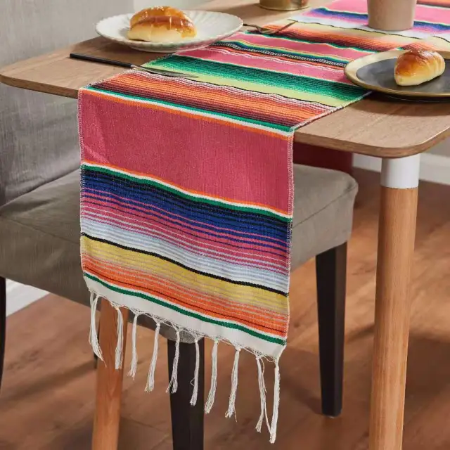 Flag Woven Tablecloth Tassel Blanket Beach Blanket Beach Mat Rose Red - Shop at LoveMi