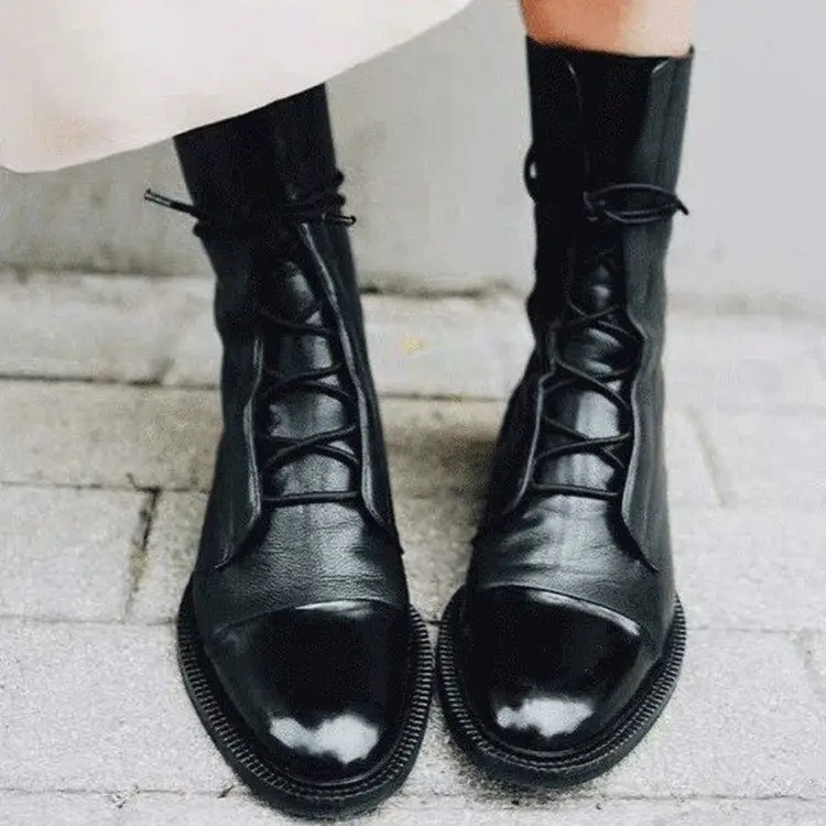 Handsome Short Boots With Round Toe Square Heel And Mid Heel